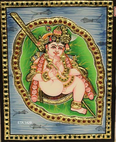 Leaf Krishna Tanjore Painting