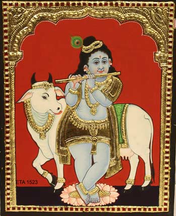 Cow Krishna Tanjore Painting
