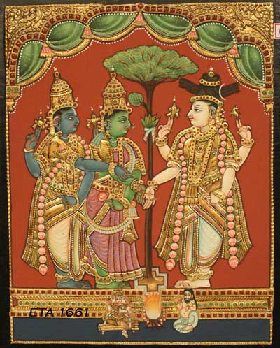 Speciail Antique Meenakshi Kalyanam Tanjore Painting
