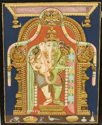 Hanuman and Ganesh Tanjore Painting