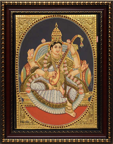 Antique Saraswathi Tanjore Painting