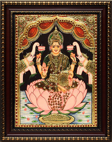Lotus Lakshmi Tanjore Painting