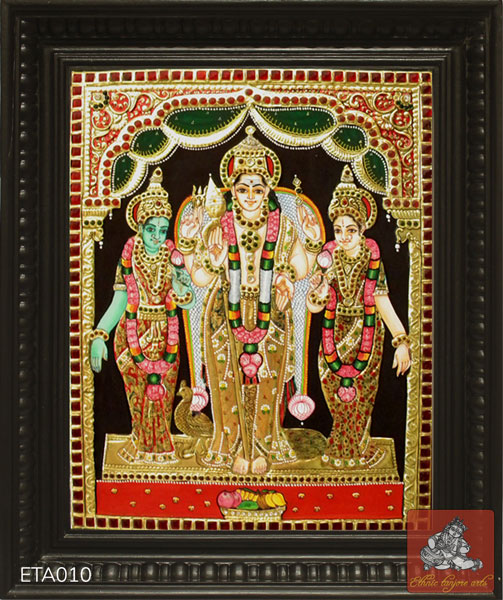 Lord Murugan Valli Deivanai Tanjore Painting