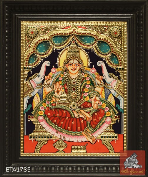 Goddess Gaja Lakshmi Tanjore Painting