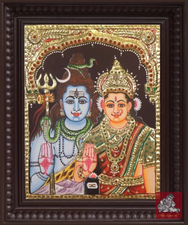 Shiva Parvathi Tanjore painting