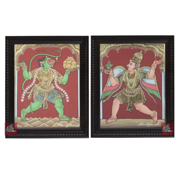 Antique reproductions hanumar and garudan tanjore painting
